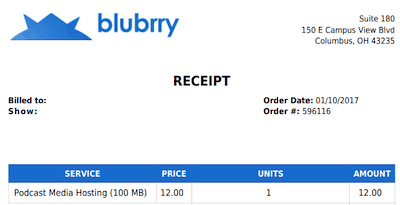 Blubrry invoice