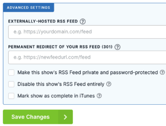 Transistor private podcast feed checkbox